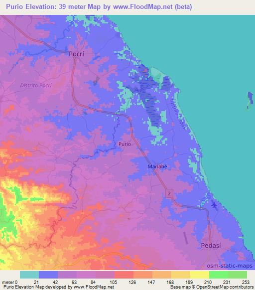 Purio,Panama Elevation Map