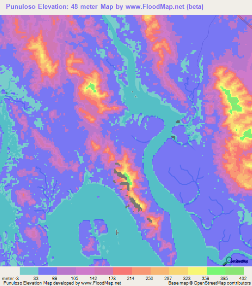 Punuloso,Panama Elevation Map