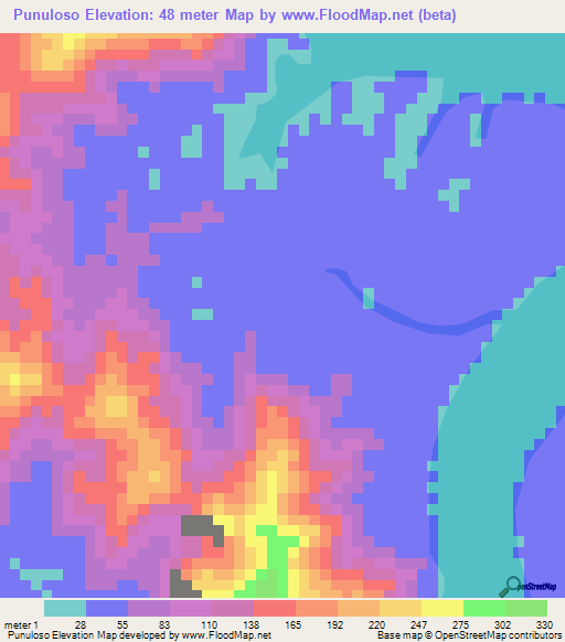 Punuloso,Panama Elevation Map