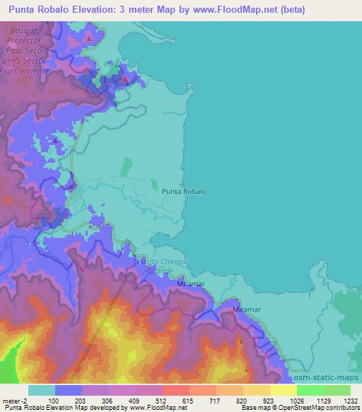Punta Robalo,Panama Elevation Map