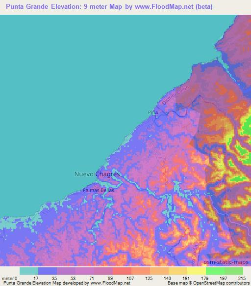 Punta Grande,Panama Elevation Map