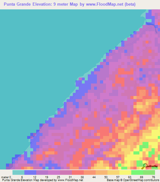 Punta Grande,Panama Elevation Map