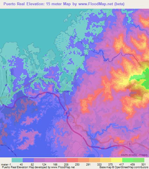 Puerto Real,Panama Elevation Map