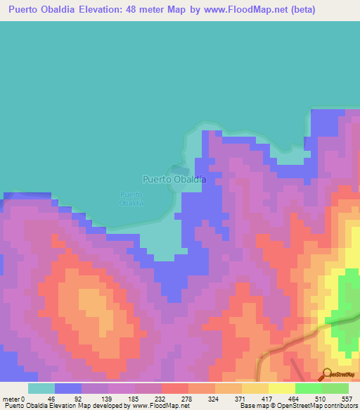 Puerto Obaldia,Panama Elevation Map