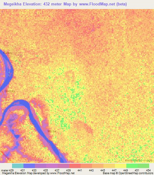 Megeikha,Sudan Elevation Map