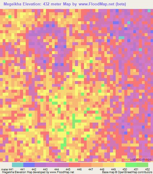 Megeikha,Sudan Elevation Map