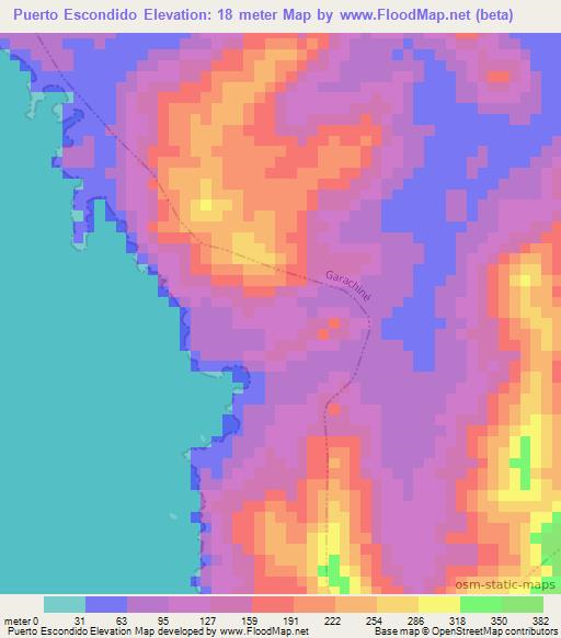 Puerto Escondido,Panama Elevation Map
