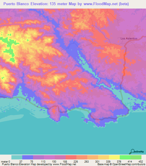 Puerto Blanco,Panama Elevation Map
