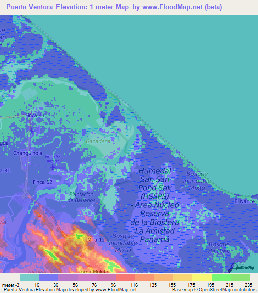 Puerta Ventura,Panama Elevation Map