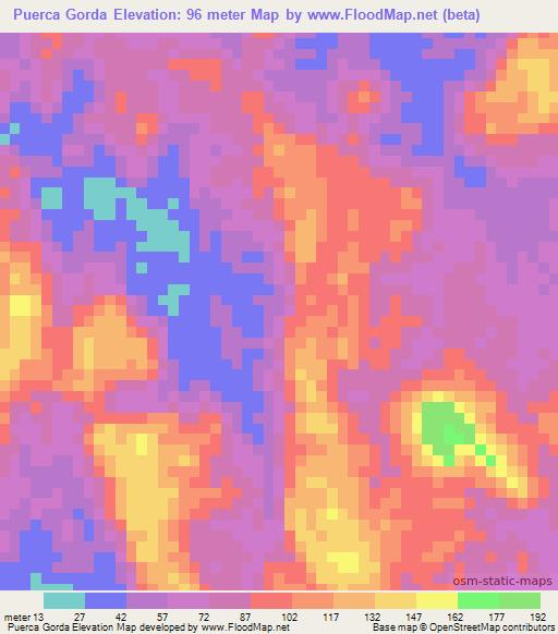 Puerca Gorda,Panama Elevation Map