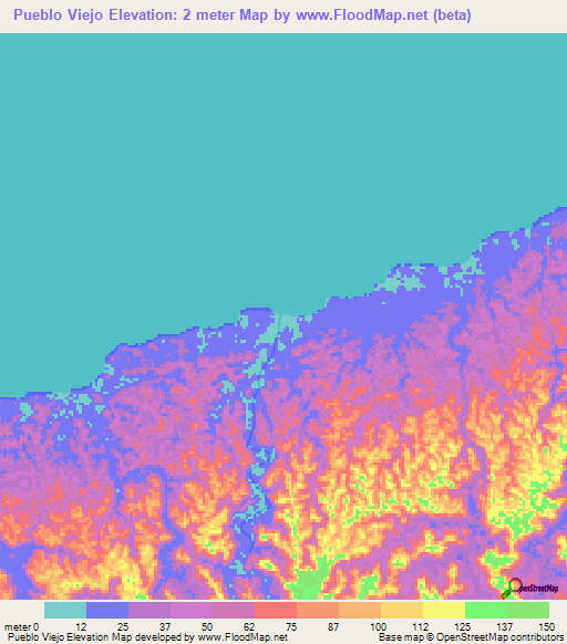 Pueblo Viejo,Panama Elevation Map