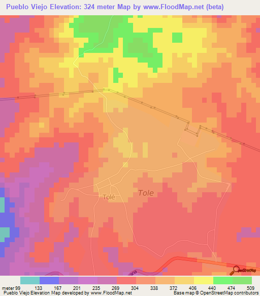 Pueblo Viejo,Panama Elevation Map