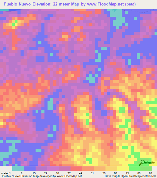Pueblo Nuevo,Panama Elevation Map