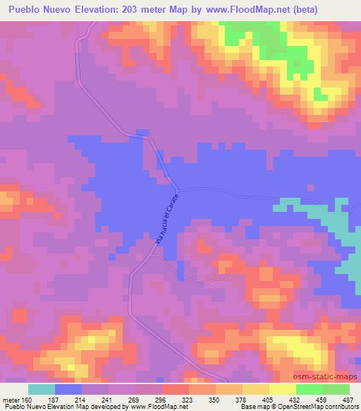Pueblo Nuevo,Panama Elevation Map