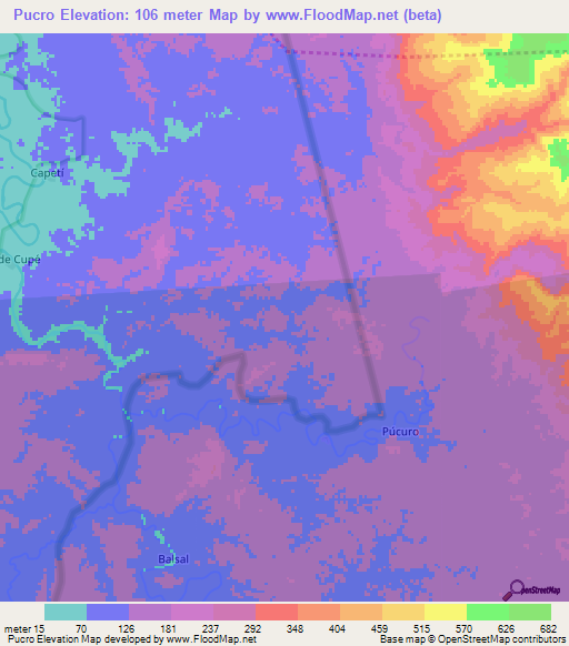 Pucro,Panama Elevation Map