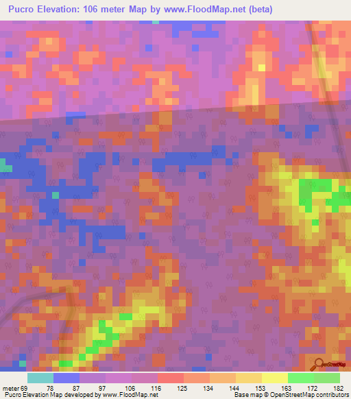 Pucro,Panama Elevation Map