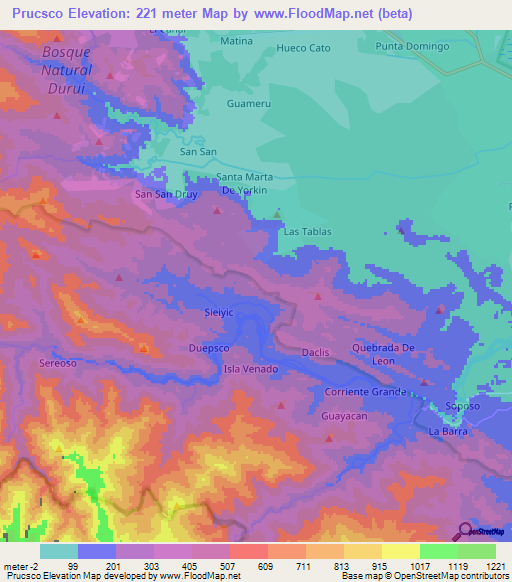 Prucsco,Panama Elevation Map