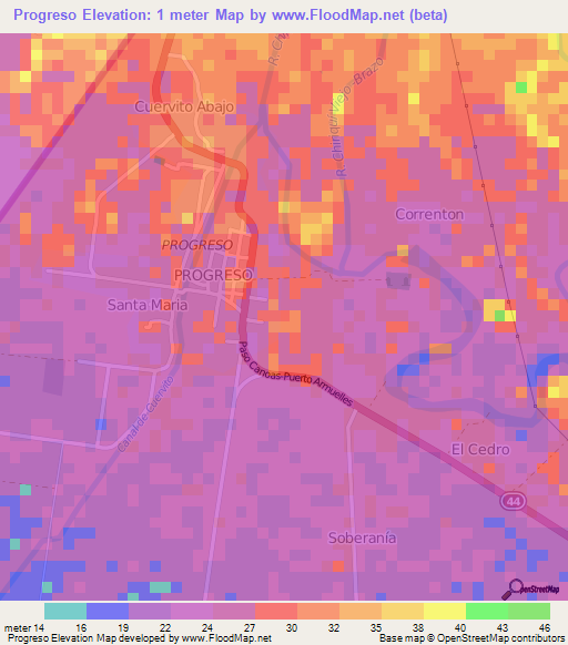 Progreso,Panama Elevation Map