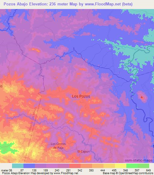 Pozos Abajo,Panama Elevation Map