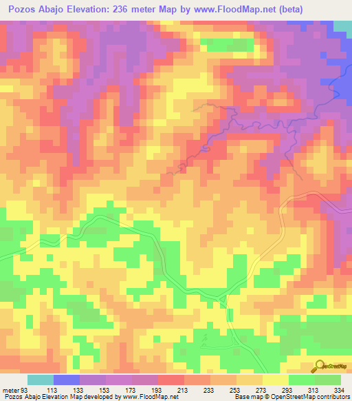 Pozos Abajo,Panama Elevation Map