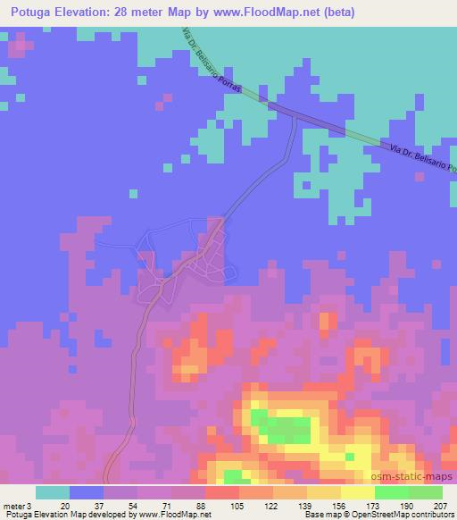 Potuga,Panama Elevation Map