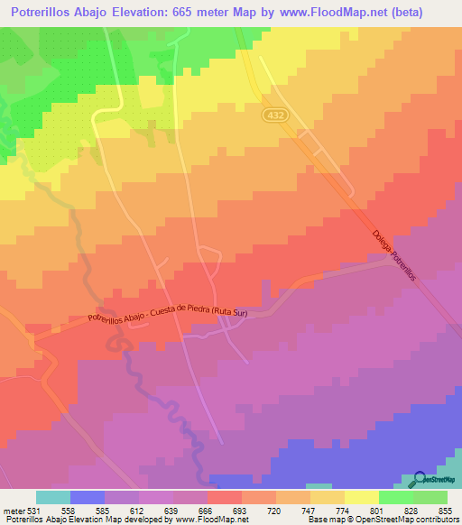 Potrerillos Abajo,Panama Elevation Map