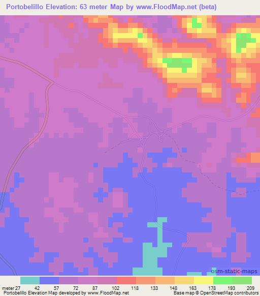 Portobelillo,Panama Elevation Map