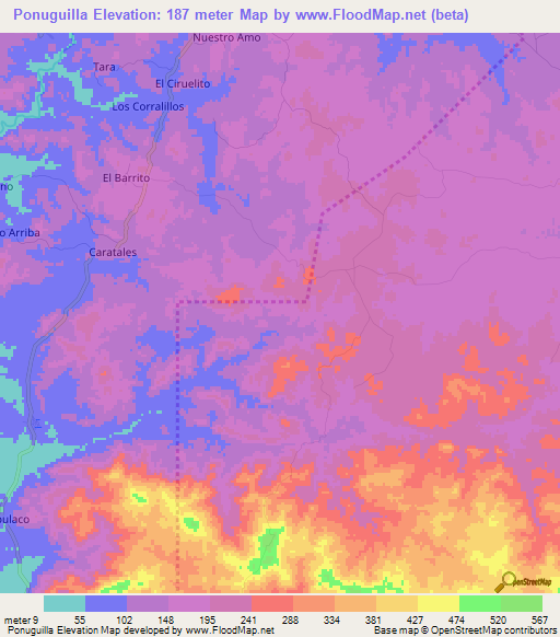 Ponuguilla,Panama Elevation Map
