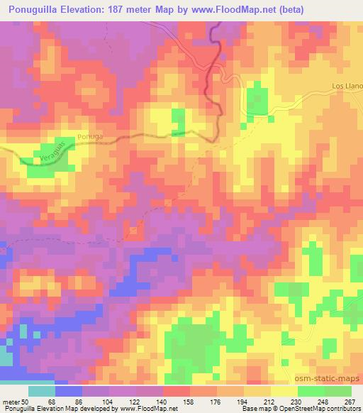 Ponuguilla,Panama Elevation Map