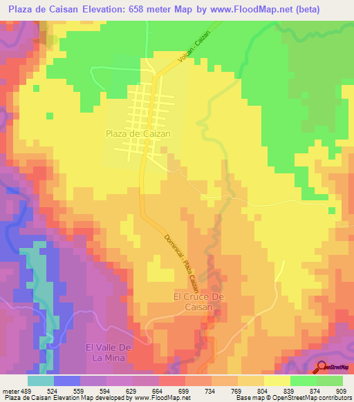 Plaza de Caisan,Panama Elevation Map