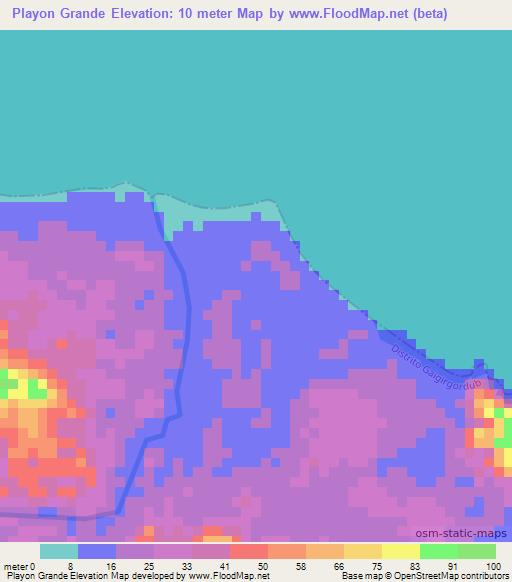 Playon Grande,Panama Elevation Map