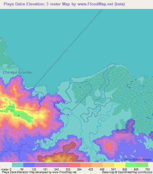 Playa Daira,Panama Elevation Map