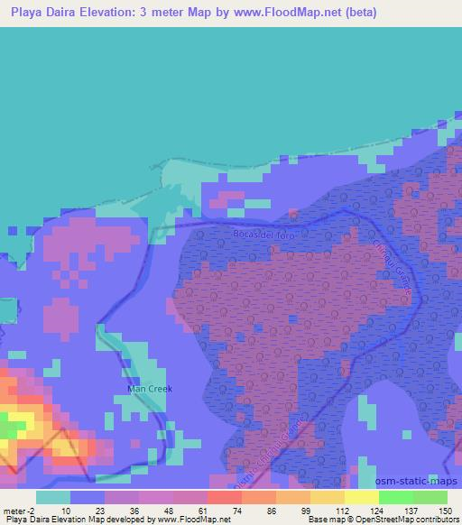 Playa Daira,Panama Elevation Map