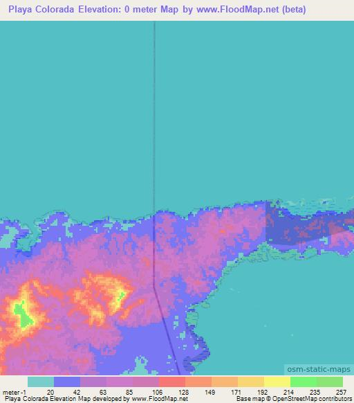 Playa Colorada,Panama Elevation Map
