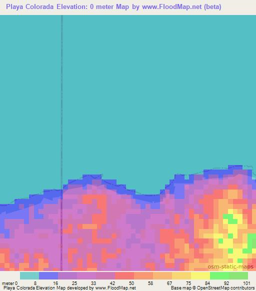 Playa Colorada,Panama Elevation Map