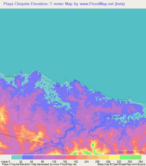 Playa Chiquita,Panama Elevation Map