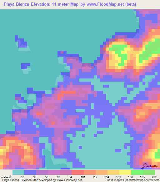 Playa Blanca,Panama Elevation Map