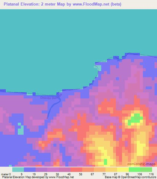 Platanal,Panama Elevation Map