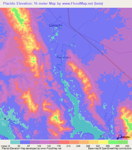 Placido,Panama Elevation Map