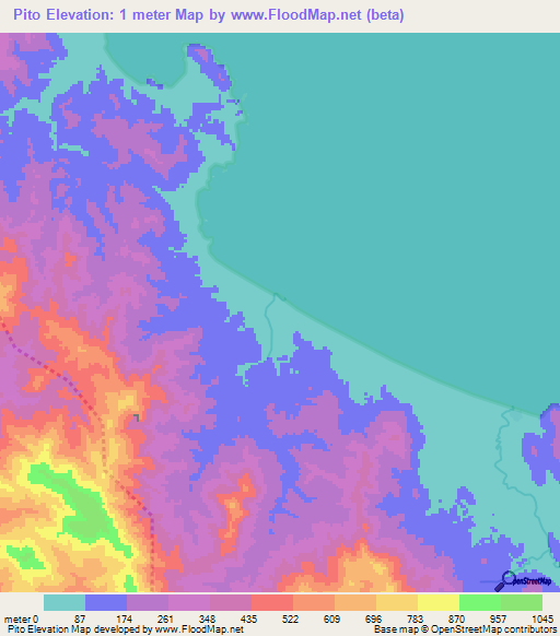 Pito,Panama Elevation Map