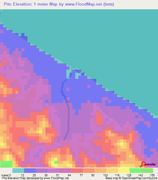 Pito,Panama Elevation Map