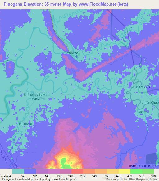 Pinogana,Panama Elevation Map