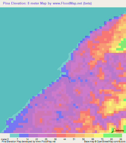 Pina,Panama Elevation Map