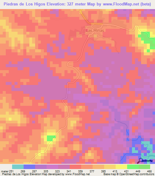 Piedras de Los Higos,Panama Elevation Map