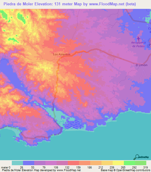 Piedra de Moler,Panama Elevation Map