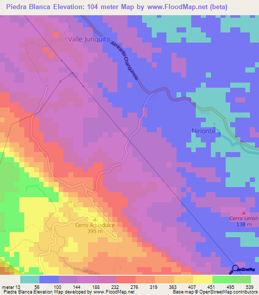 Piedra Blanca,Panama Elevation Map