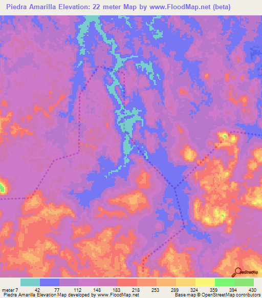Piedra Amarilla,Panama Elevation Map