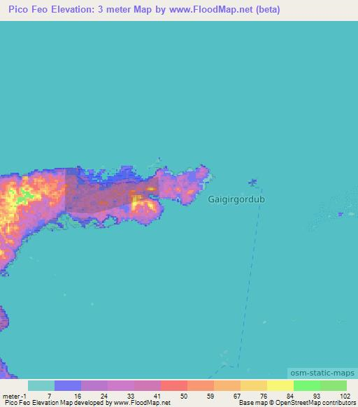 Pico Feo,Panama Elevation Map