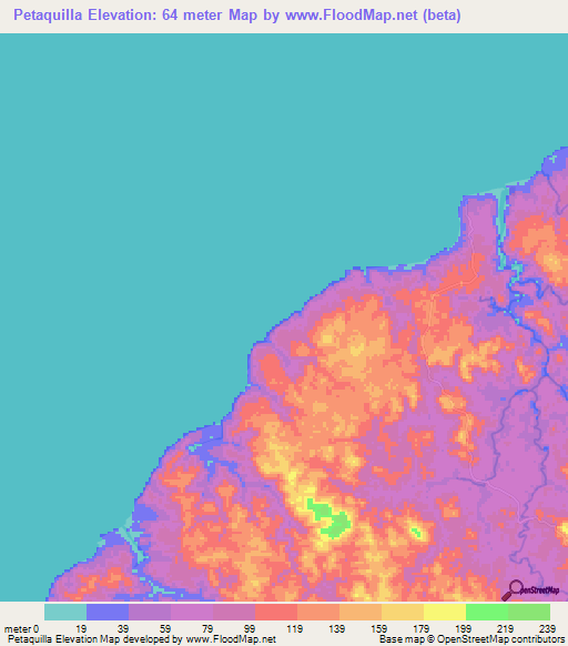 Petaquilla,Panama Elevation Map