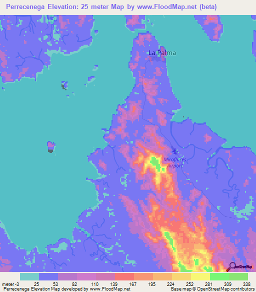 Perrecenega,Panama Elevation Map